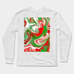 Italian Pride Abstract Marble Pattern Long Sleeve T-Shirt